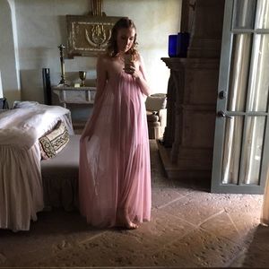 Free People Lilac Lace Gown with Scallop Edge